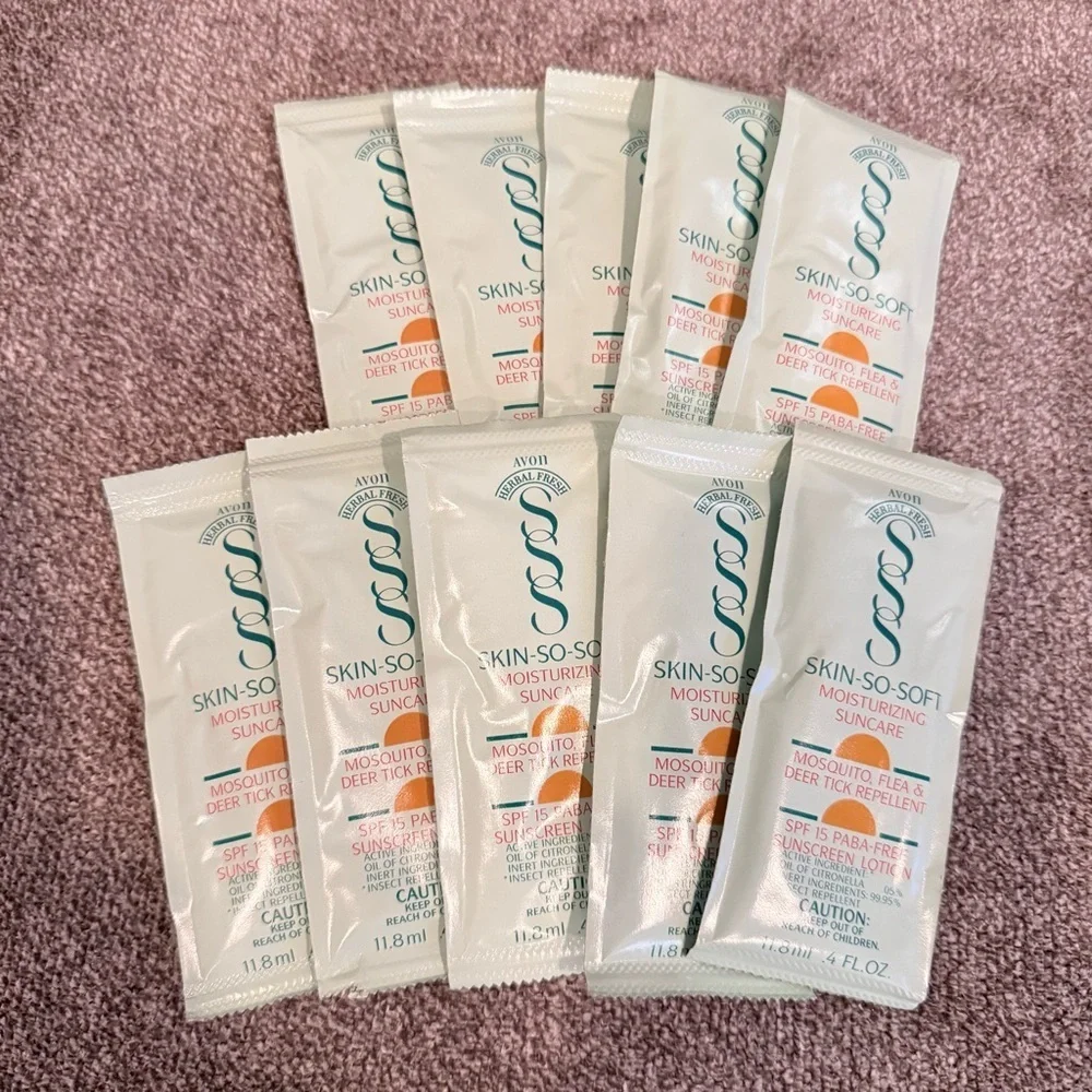 NOS Avon Skin-So-Soft Herbal Fresh sun care/repellant 10 sample pack